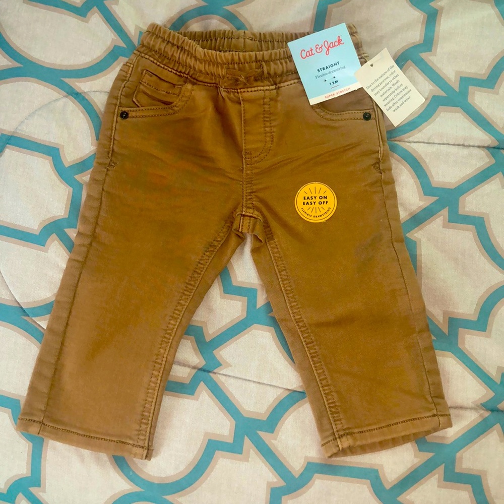 Cat & Jacks flexible drawstring , 12m tan pants